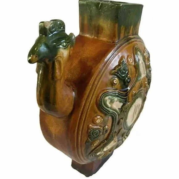 Antique Chinese Possible Tang Sancai Porcelain Pottery Phoenix Decorative Jar - Picture 2 of 16